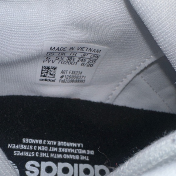 adidas Boy Kids White and Black Sneakers - Picture 3 of 8